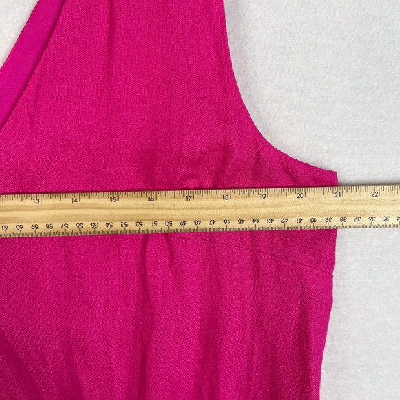 J. Crew Size Large Pink Maxine Sleeveless V Neck Linen Shift Mini Dress Pockets - Picture 11 of 12